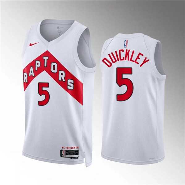 Mens Toronto Raptors #5 Immanuel Quickley White Association Edition Stitched Basketball Jersey Dzhi